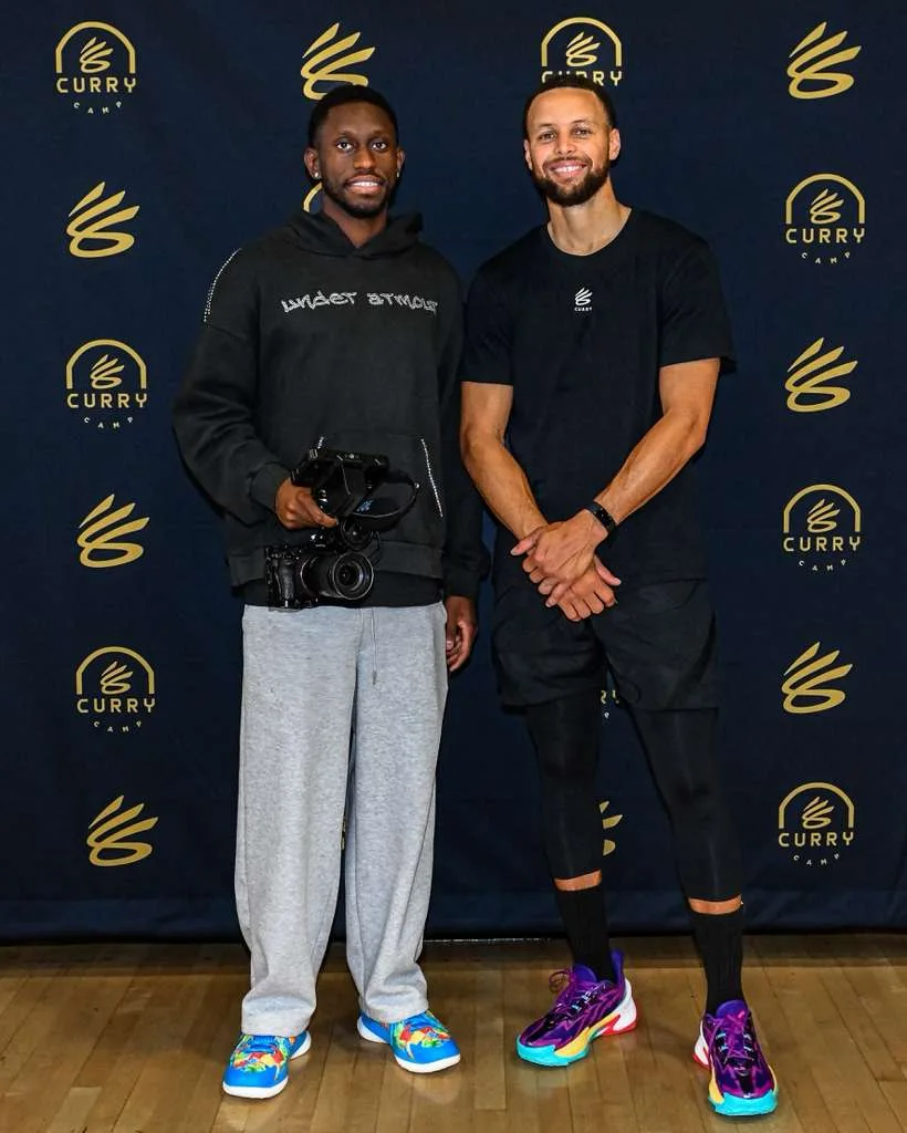 Mandel — founder & CEO of Founder Cut Studios — with Stephen Curry.